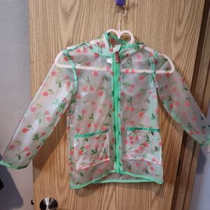Cat & Jack Cherry Patterned Raincoat with Green Trim